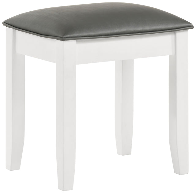 Furniture City Houma - Coaster - Felicity Upholstered Vanity Stool Metallic and Glossy White - 203507STL