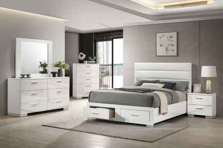 Furniture City Houma - Coaster - Felicity 5-piece Eastern King Platform Bedroom Set White - 203510KE-S5
