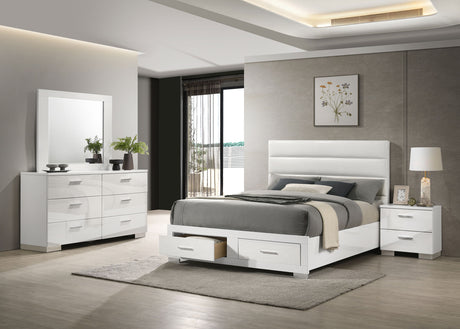 Furniture City Houma - Coaster - Felicity 4-piece California King Platform Bedroom Set White - 203510KW-S4