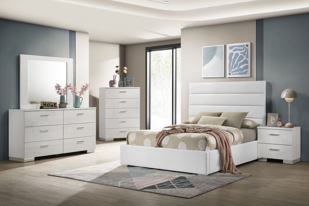 Furniture City Houma - Coaster - Felicity 5-piece Full Bedroom Set White High Gloss - 203511F-S5