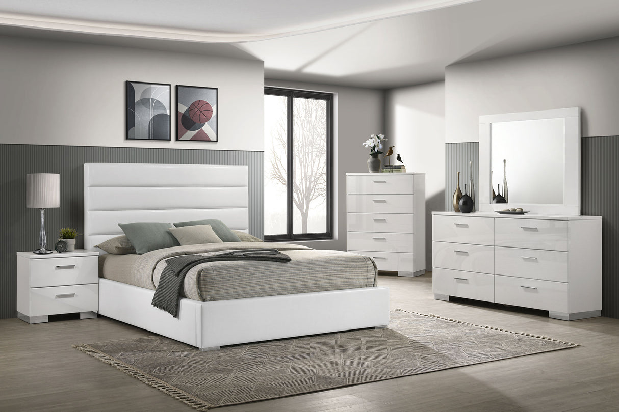 Furniture City Houma - Coaster - Felicity 5-piece Queen Bedroom Set White High Gloss - 203511Q-S5
