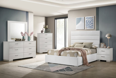 Furniture City Houma - Coaster - Felicity 5-piece Twin Bedroom Set White High Gloss - 203511T-S5