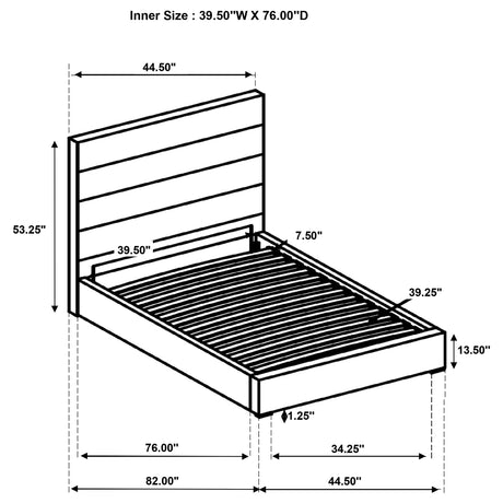 Furniture City Houma - Coaster - Felicity 53-inch Upholstered Twin Platform Bed White - 203511T