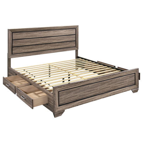 Furniture City Houma - Coaster - Kauffman Wood Eastern King Storage Panel Bed Washed Taupe - 204190KE