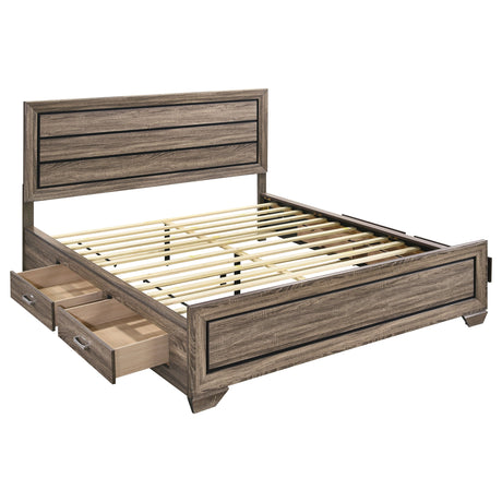 Furniture City Houma - Coaster - Kauffman Wood California King Storage Panel Bed Washed Taupe - 204190KW