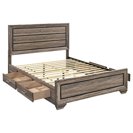 Furniture City Houma - Coaster - Kauffman Wood Queen Storage Panel Bed Washed Taupe - 204190Q