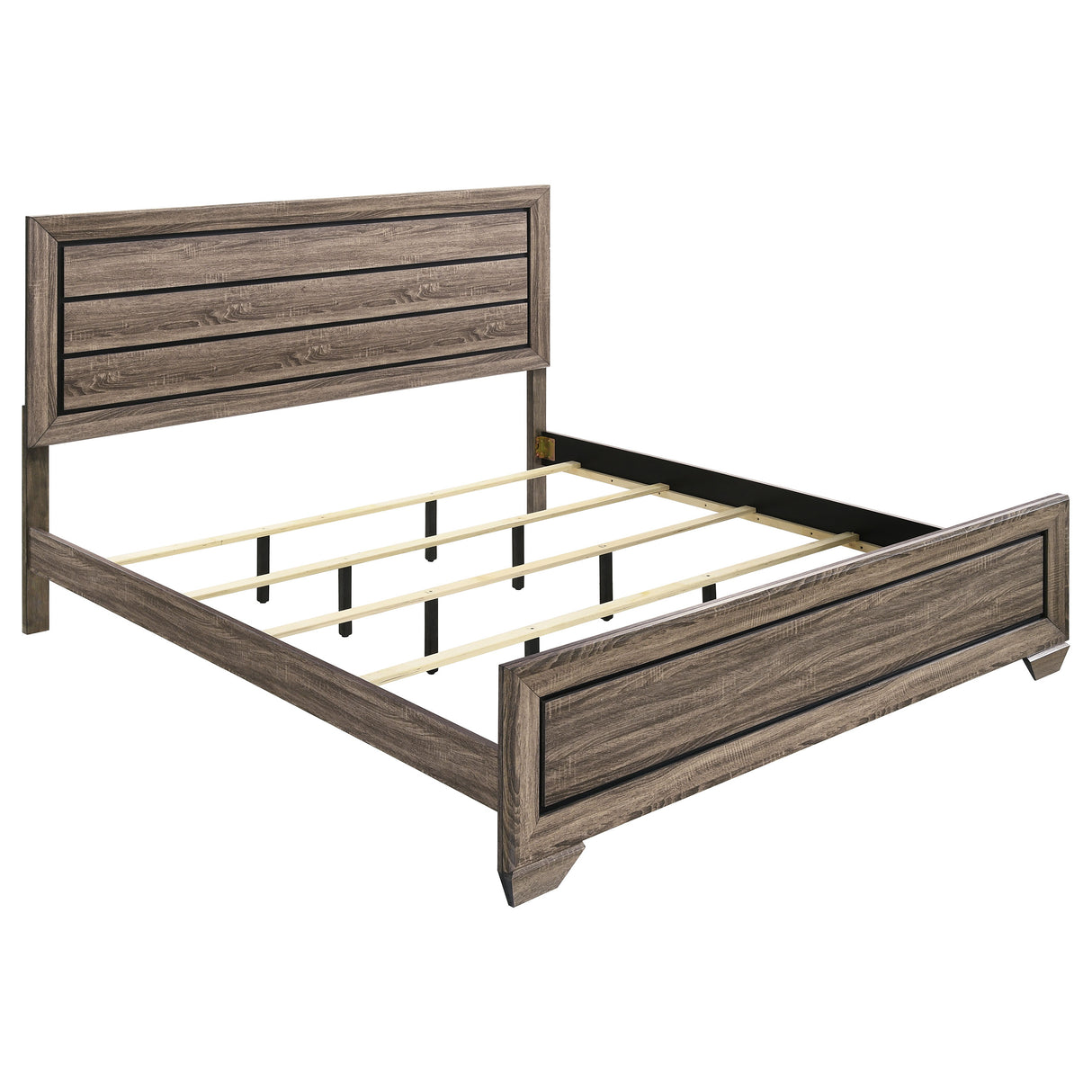 Furniture City Houma - Coaster - Kauffman Wood Eastern King Panel Bed Washed Taupe - 204191KE