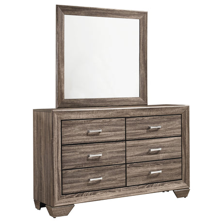 Furniture City Houma - Coaster - Kauffman 6-drawer Dresser with Mirror Washed Taupe - 204193M