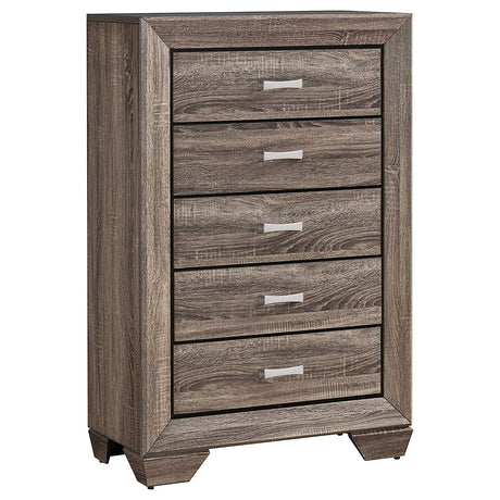 Furniture City Houma - Coaster - Kauffman 5-drawer Bedroom Chest Washed Taupe - 204195