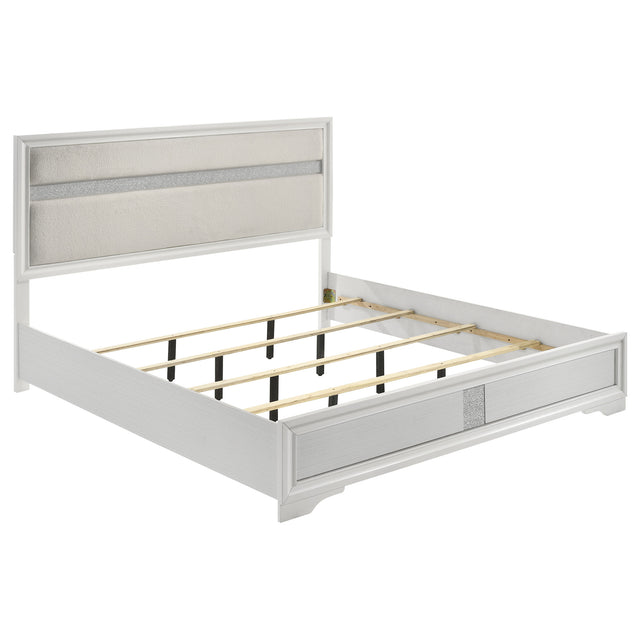 Furniture City Houma - Coaster - Miranda 54-inch Upholstered Eastern King Panel Bed White - 205110KE