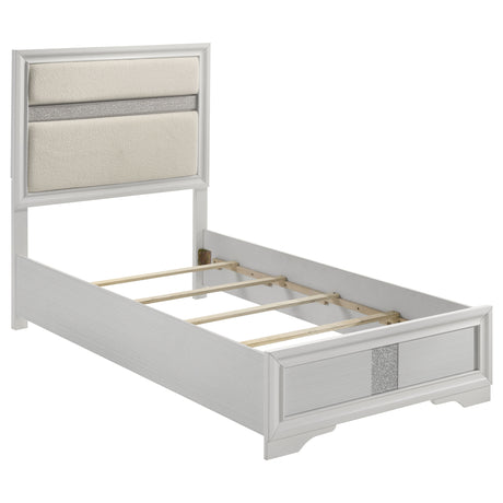 Furniture City Houma - Coaster - Miranda 54-inch Upholstered Twin Panel Bed White - 205110T