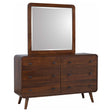Furniture City Houma - Coaster - Robyn 6-drawer Dresser with Mirror Dark Walnut - 205133M