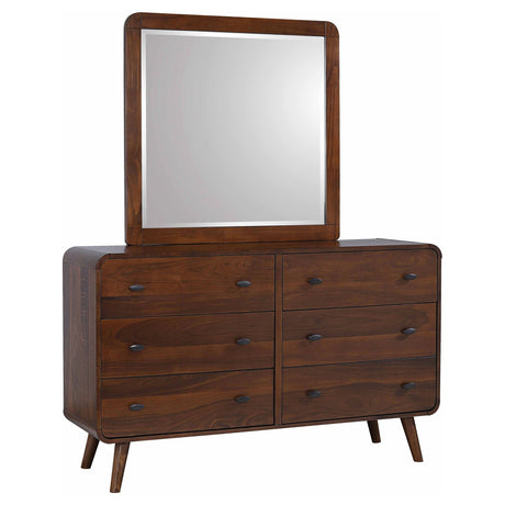 Furniture City Houma - Coaster - Robyn 6-drawer Dresser with Mirror Dark Walnut - 205133M