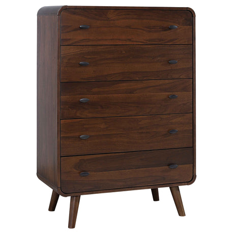 Furniture City Houma - Coaster - Robyn 5-drawer Bedroom Chest of Drawers Dark Walnut - 205135