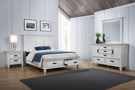 Furniture City Houma - Coaster - Franco 4-piece Eastern King Bedroom Set Distressed White - 205330KE-S4