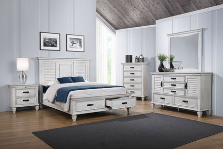 Furniture City Houma - Coaster - Franco 5-piece Eastern King Bedroom Set Distressed White - 205330KE-S5