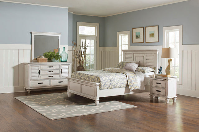 Furniture City Houma - Coaster - Franco 4-piece Eastern King Bedroom Set Distressed White - 205331KE-S4