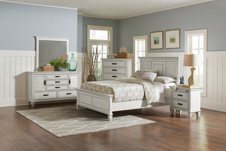 Furniture City Houma - Coaster - Franco 5-piece Eastern King Bedroom Set Distressed White - 205331KE-S5