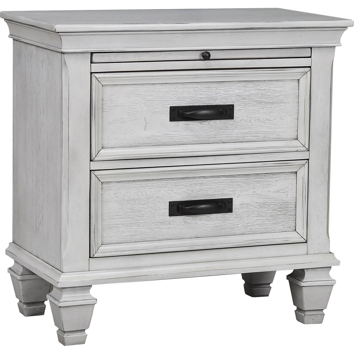 Furniture City Houma - Coaster - Franco 2-drawer Nightstand Distressed White - 205332