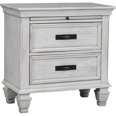 Furniture City Houma - Coaster - Franco 2-drawer Nightstand Distressed White - 205332