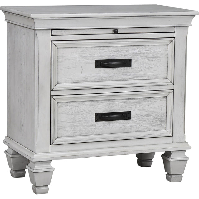 Furniture City Houma - Coaster - Franco 2-drawer Nightstand Distressed White - 205332