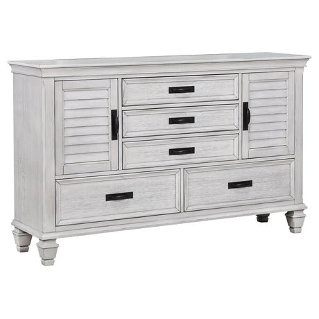 Furniture City Houma - Coaster - Franco 5-drawer Dresser Distressed White - 205333