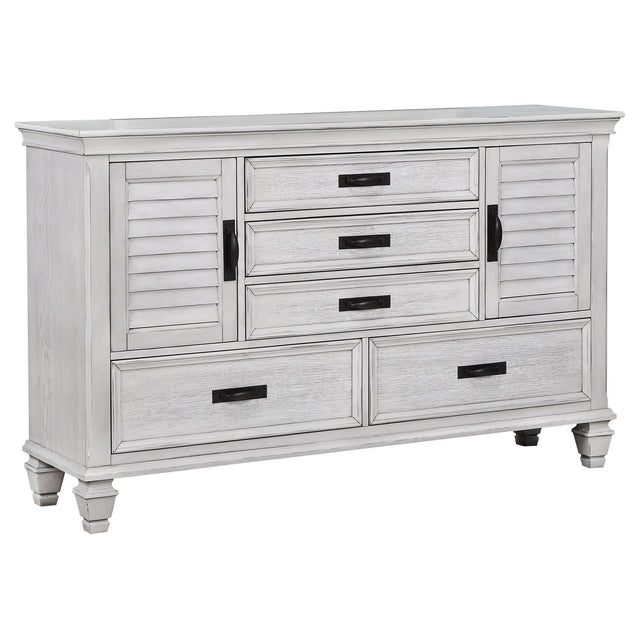 Furniture City Houma - Coaster - Franco 5-drawer Dresser Distressed White - 205333