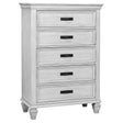 Furniture City Houma - Coaster - Franco 5-drawer Bedroom Chest Distressed White - 205335