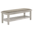 Furniture City Houma - Coaster - Franco Fabric Upholstered Bench with Shelf Distressed White - 205337