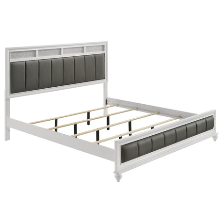 Furniture City Houma - Coaster - Barzini Wood Eastern King Panel Bed White - 205891KE