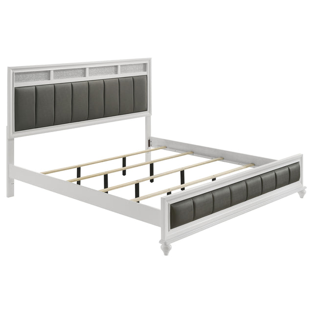 Furniture City Houma - Coaster - Barzini Wood Eastern King Panel Bed White - 205891KE