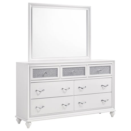 Furniture City Houma - Coaster - Barzini 7-drawer Dresser with Mirror White - 205893M