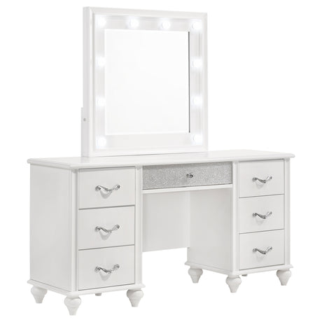 Furniture City Houma - Coaster - Barzini 7-drawer Vanity Set with Lighting White - 205897