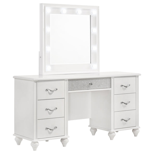 Furniture City Houma - Coaster - Barzini 7-drawer Vanity Set with Lighting White - 205897
