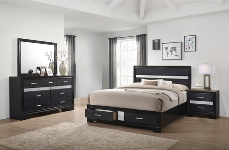 Furniture City Houma - Coaster - Miranda 4-piece Eastern King Bedroom Set Black - 206361KE-S4