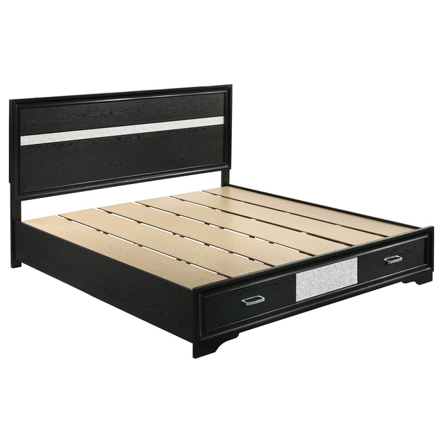 Furniture City Houma - Coaster - Miranda 51-inch Wood Eastern King Storage Panel Bed Black - 206361KE