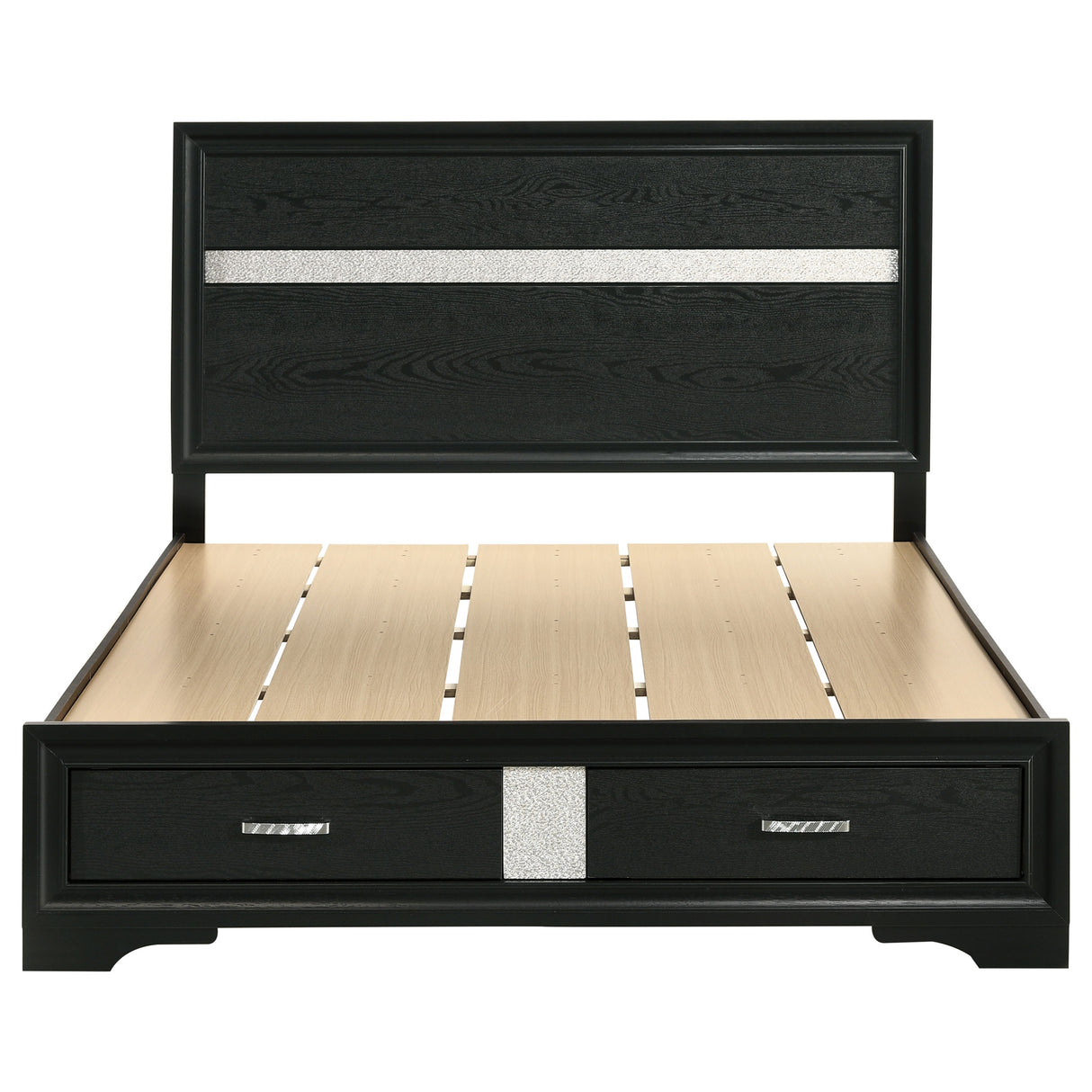 Miranda 51-inch Wood Queen Storage Panel Bed Black