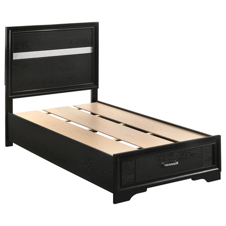 Furniture City Houma - Coaster - Miranda 51-inch Wood Twin Storage Panel Bed Black - 206361T