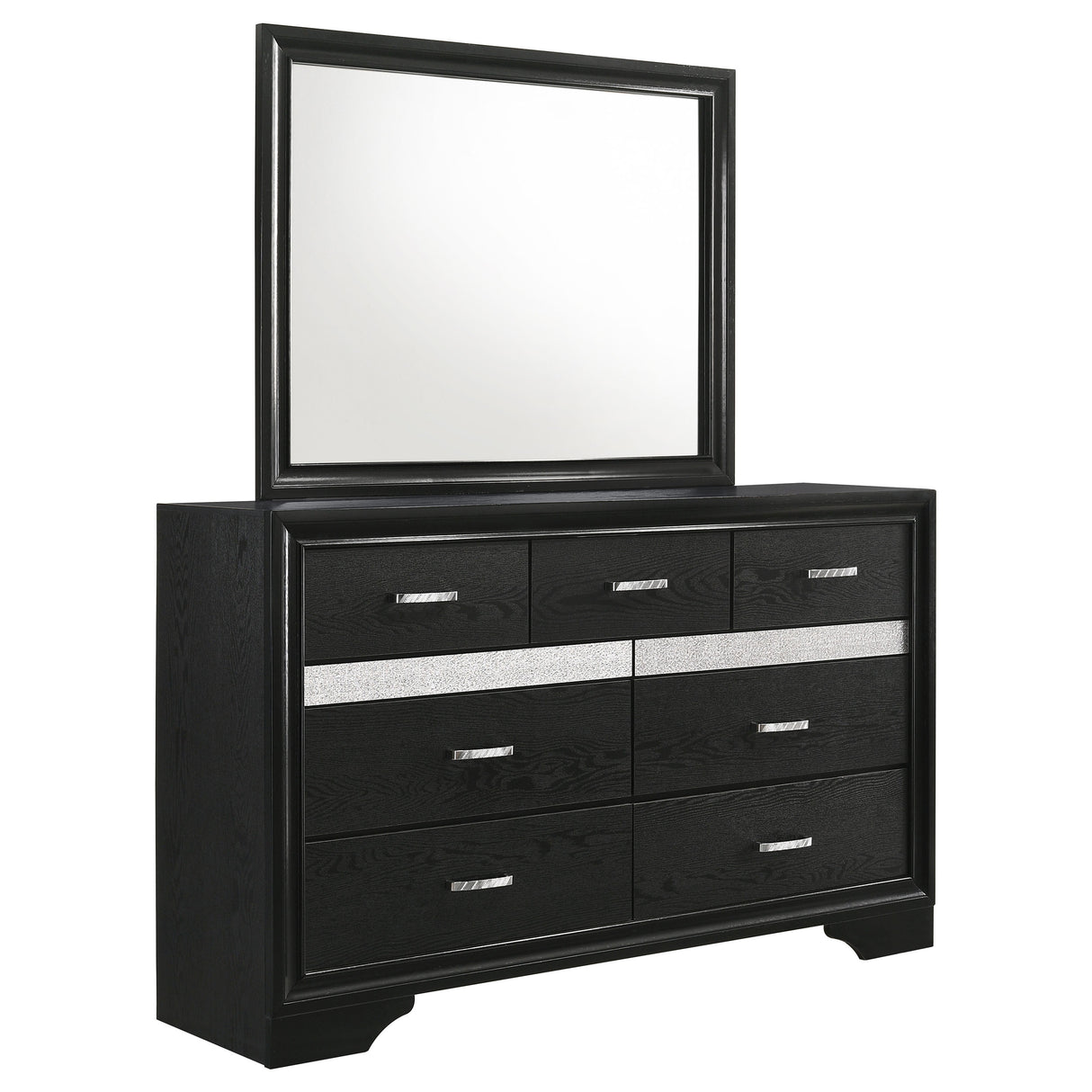 Furniture City Houma - Coaster - Miranda 7-drawer Dresser with Mirror Black - 206363M