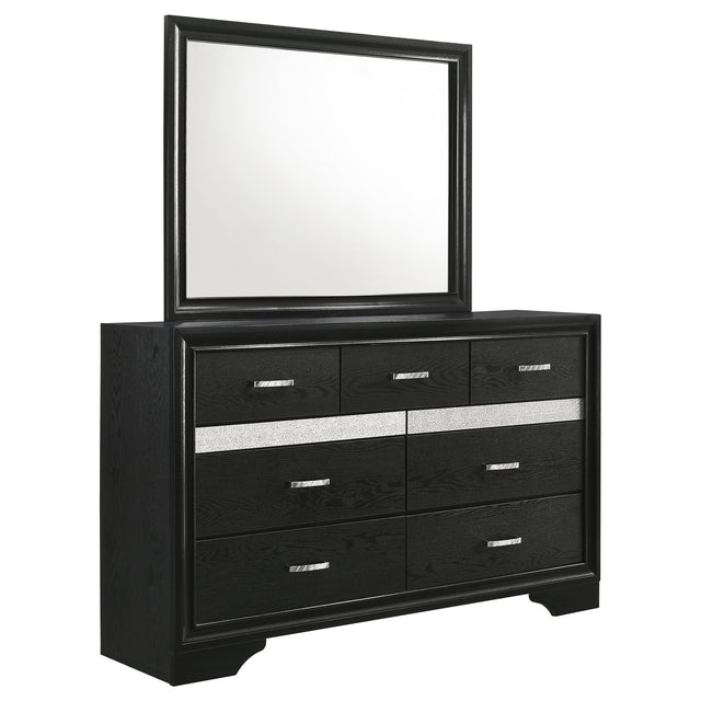 Furniture City Houma - Coaster - Miranda 7-drawer Dresser with Mirror Black - 206363M