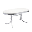 Furniture City Houma - Coaster - Retro Oval 60-inch Wood Top Dining Table White and Chrome - 2065