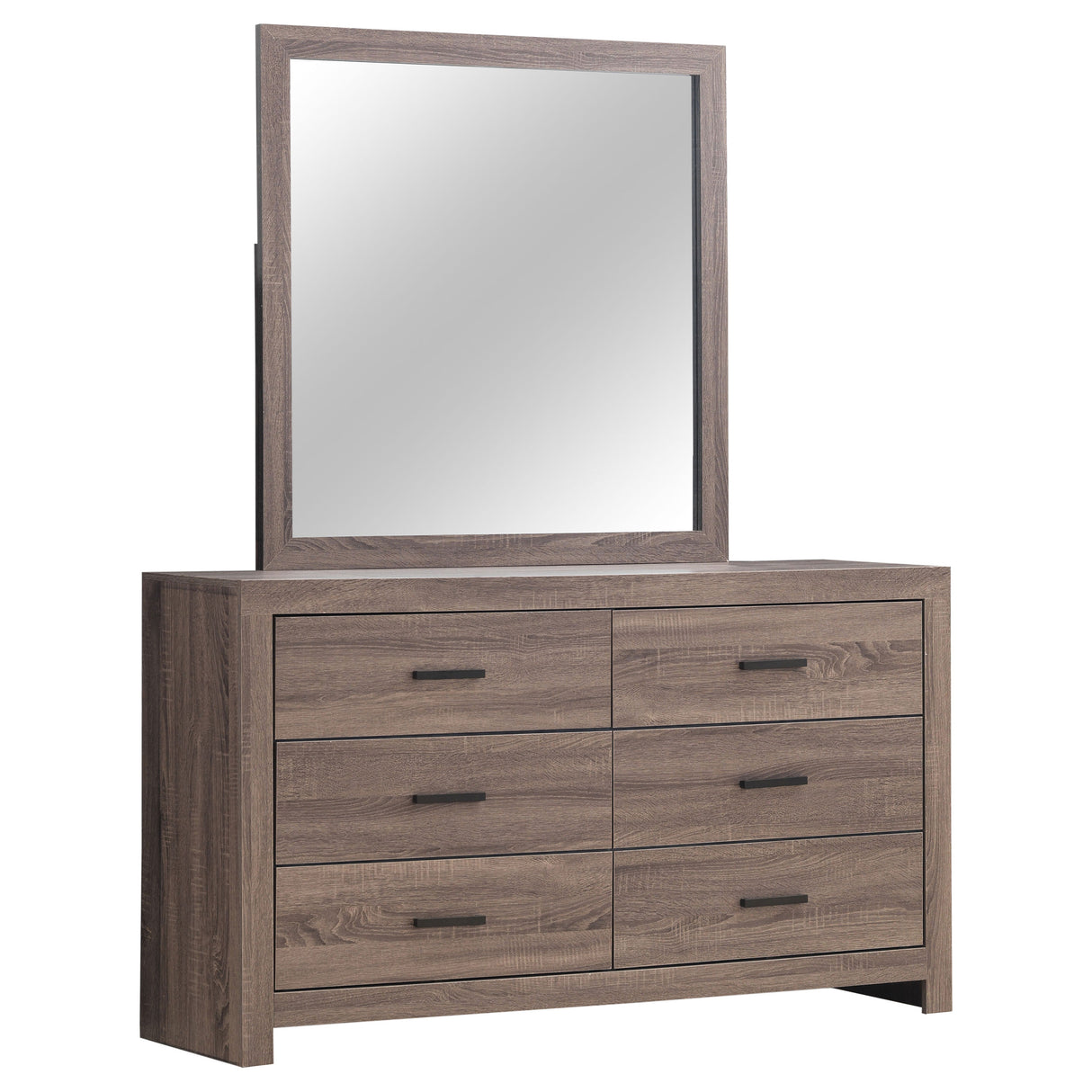 Furniture City Houma - Coaster - Brantford 6-drawer Dresser with Mirror Barrel Oak - 207043M
