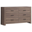 Furniture City Houma - Coaster - Brantford 6-drawer Dresser Barrel Oak - 207043