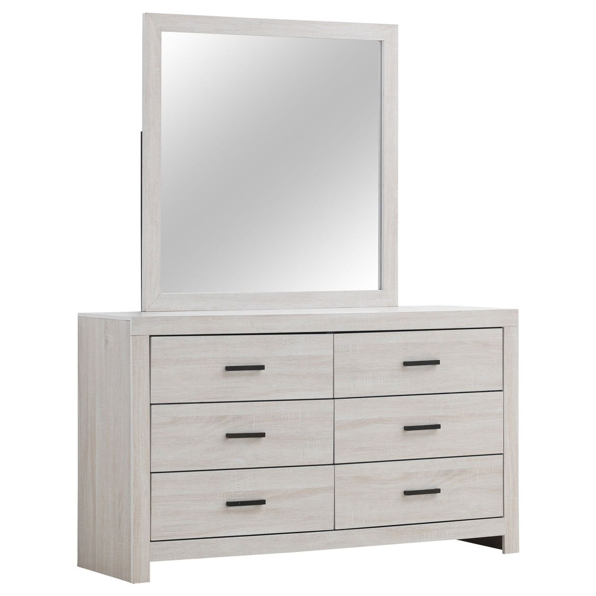 Furniture City Houma - Coaster - Brantford 6-drawer Dresser with Mirror Coastal White - 207053M