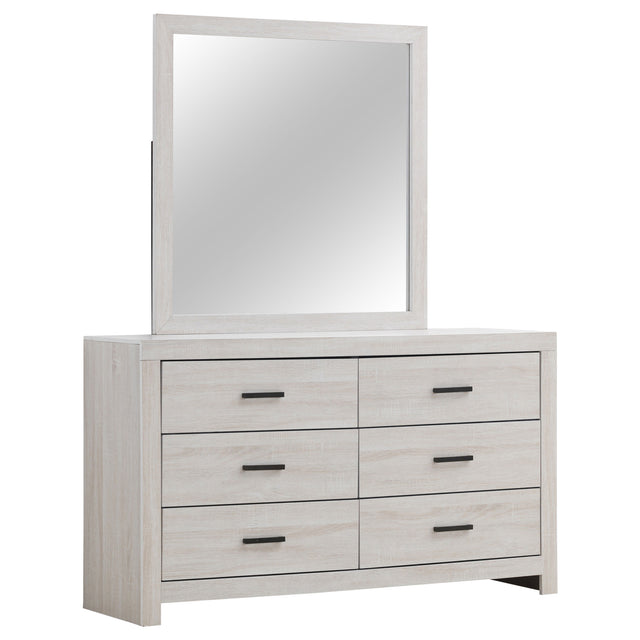 Furniture City Houma - Coaster - Brantford 6-drawer Dresser with Mirror Coastal White - 207053M
