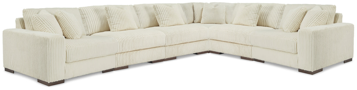Furniture City Houma - Ashley Furniture - Lindyn 6-Piece Sectional - RAF 6-Piece Sectional / Ivory - 21104S20