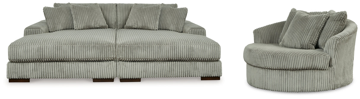 Furniture City Houma - Ashley Furniture - Lindyn Super Chaise with Oversized Swivel Chair - Super Chaise with Oversized Swivel Chair - 21105U5