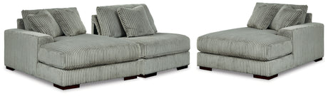 Furniture City Houma - Ashley Furniture - Lindyn 3-Piece Sectional with Double Chaise - RAF 3-Piece Sectional with Double Chaise / Fog - 21105S18
