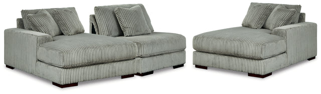 Furniture City Houma - Ashley Furniture - Lindyn 3-Piece Sectional with Double Chaise - RAF 3-Piece Sectional with Double Chaise / Fog - 21105S18