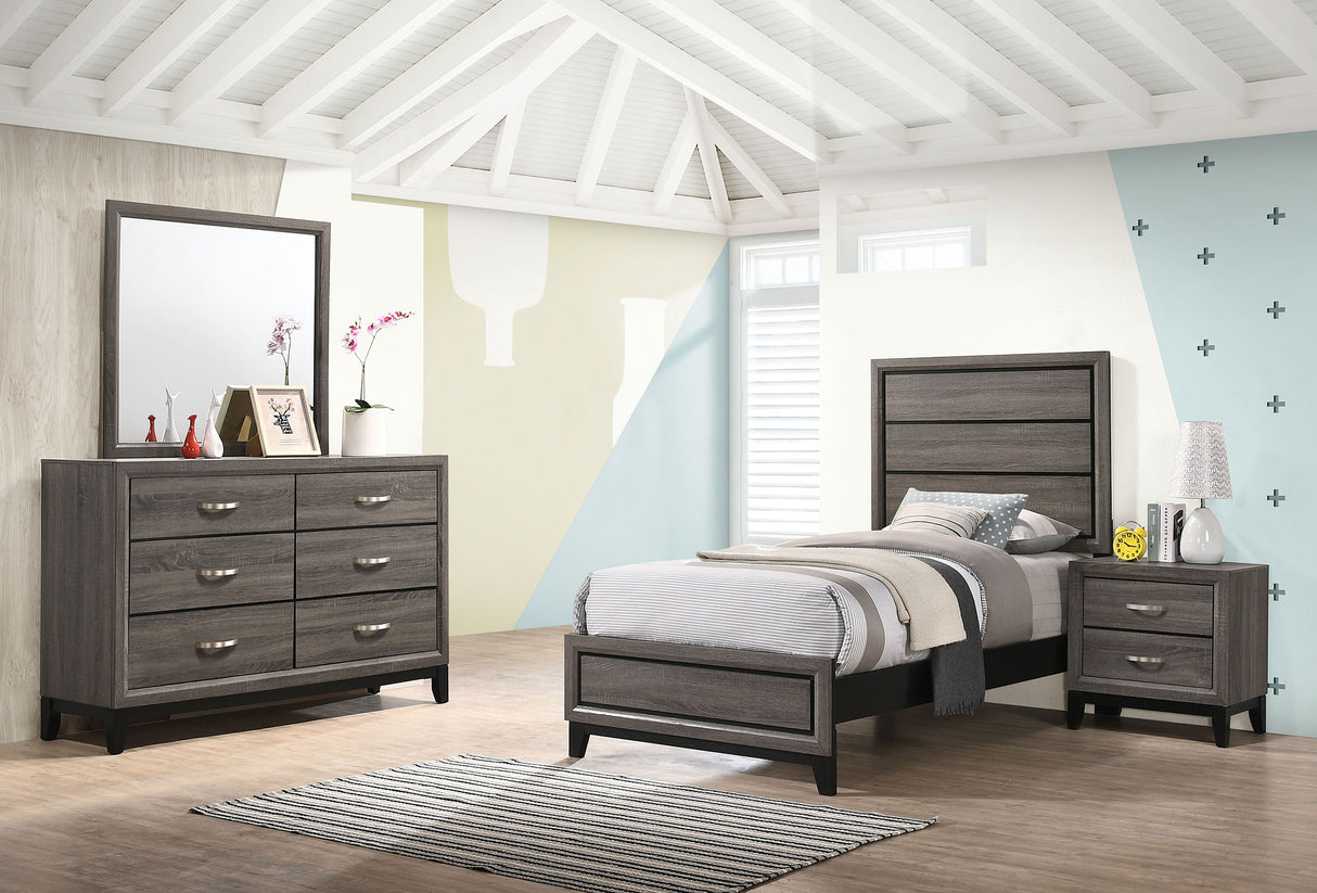 Furniture City Houma - Coaster - Watson 4-piece Twin Bedroom Set Grey Oak - 212421T-S4